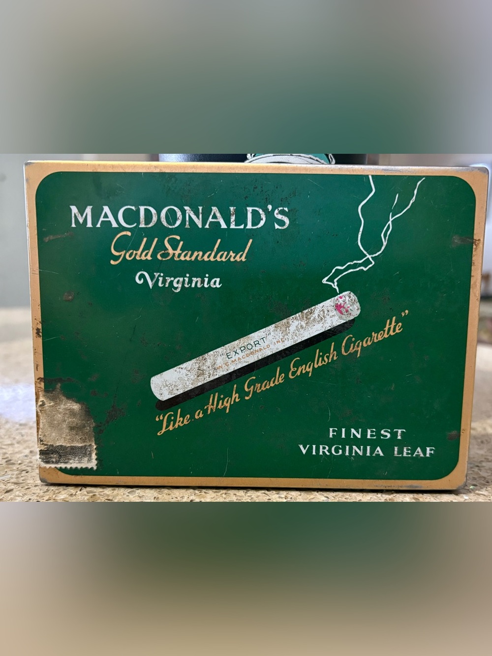 McDonald's Green and Gold Vintage-Style Tobacco Tin